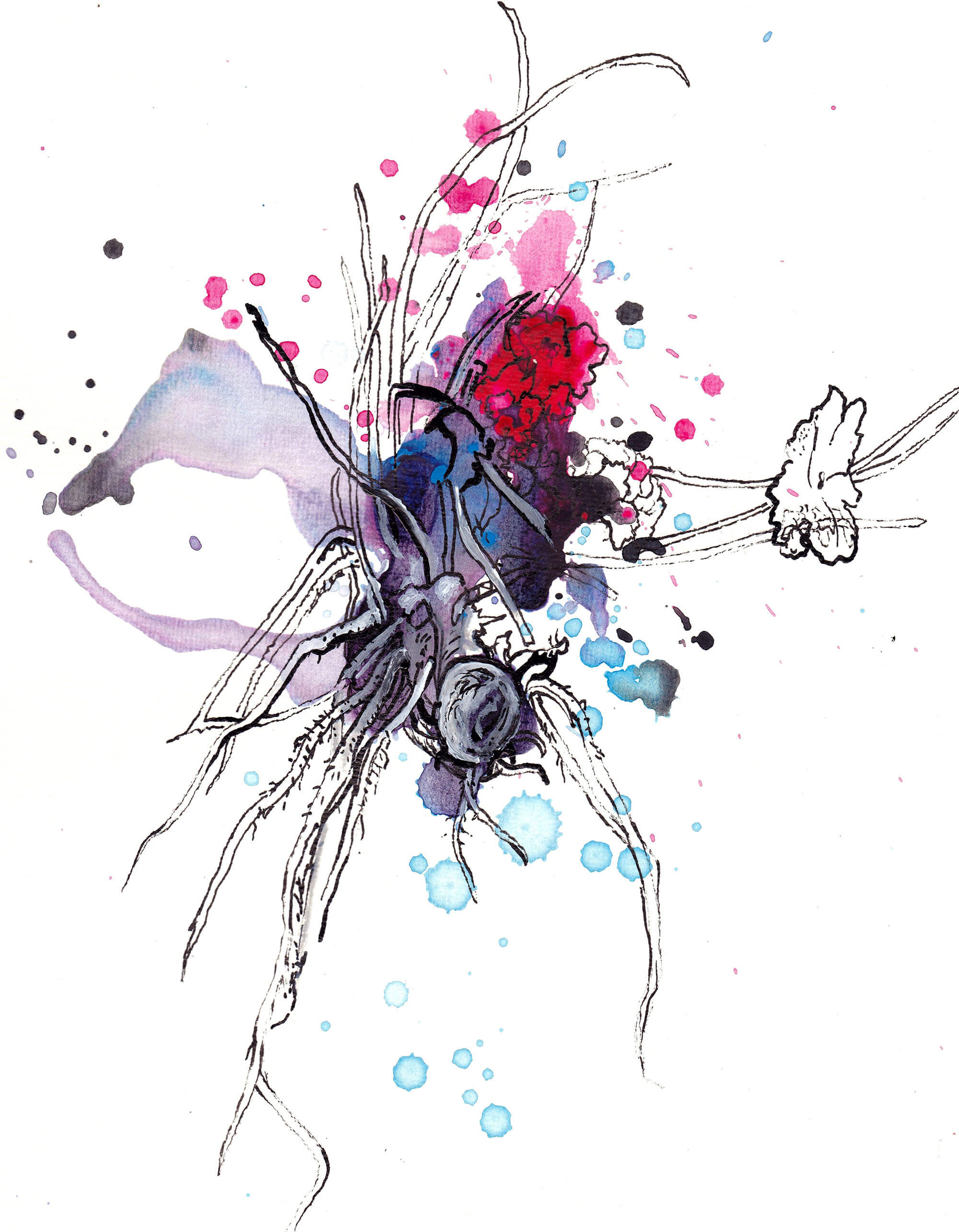 Acryl en inkt op papier